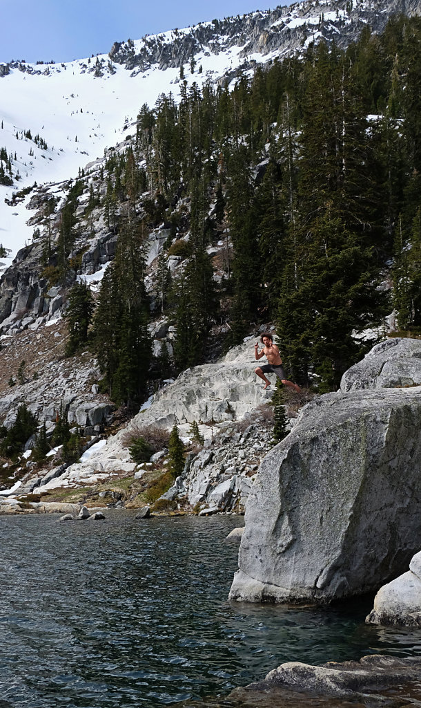 Jumping in Grizzly Lake
